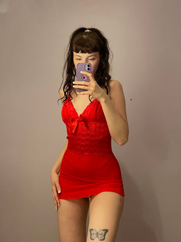 Red Micro Slip Dress/Top