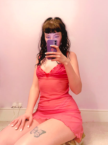 Morgan Red & Pink Slip Dress
