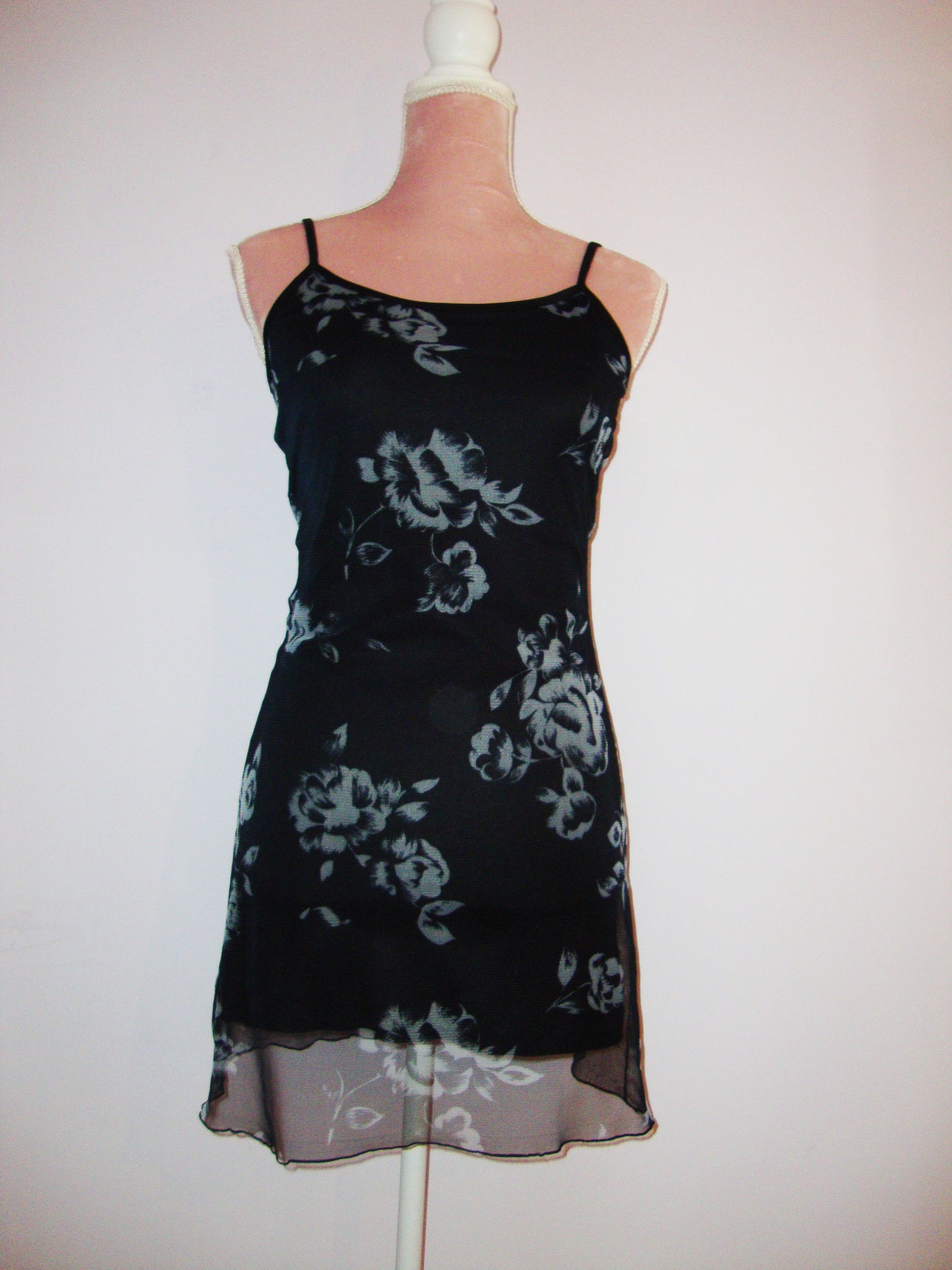 Y2k Black mesh layered dress